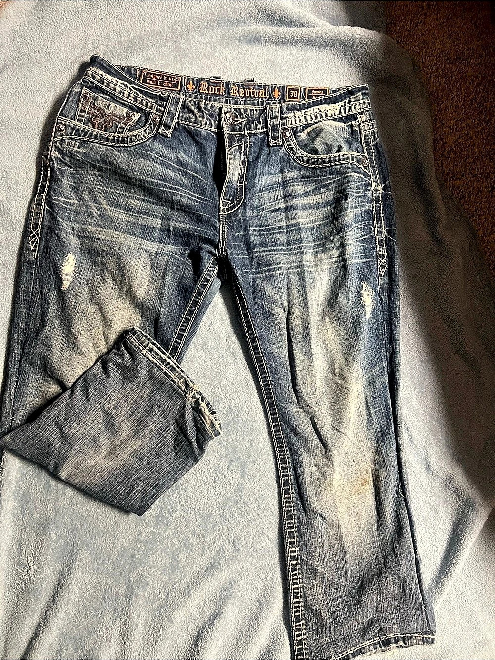 Rock Revival James Boot Women's Boot Cut Jeans Blue Waist 38